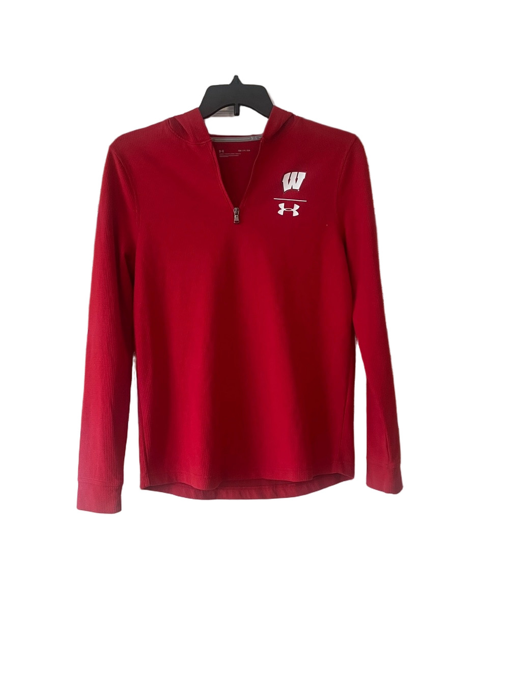 Under Armour Red men’s Wisconsin W Quarter-Zip Pullover